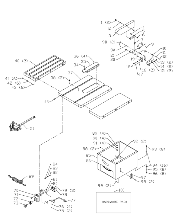 Delta 36-678 Diagram and Parts List for 36-678  Delta Saw