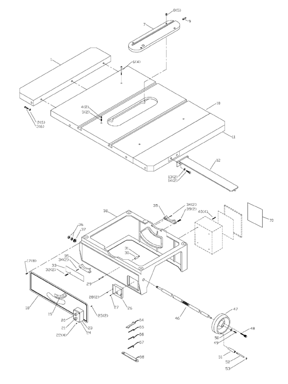 Delta 36-Rt40-575 Type-1 Diagram and Parts List for 36-RT40-575 Type-1 Delta Saw