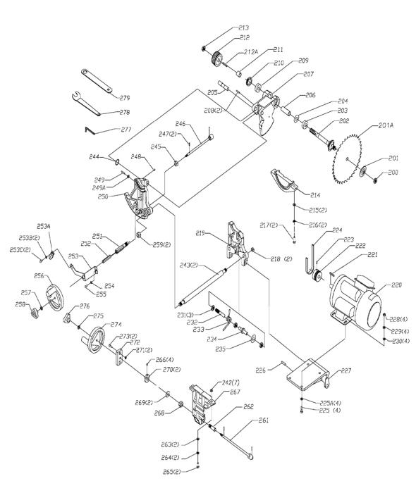 Delta 78-130 Type-1 Diagram and Parts List for 78-130 Type-1 Delta Saw