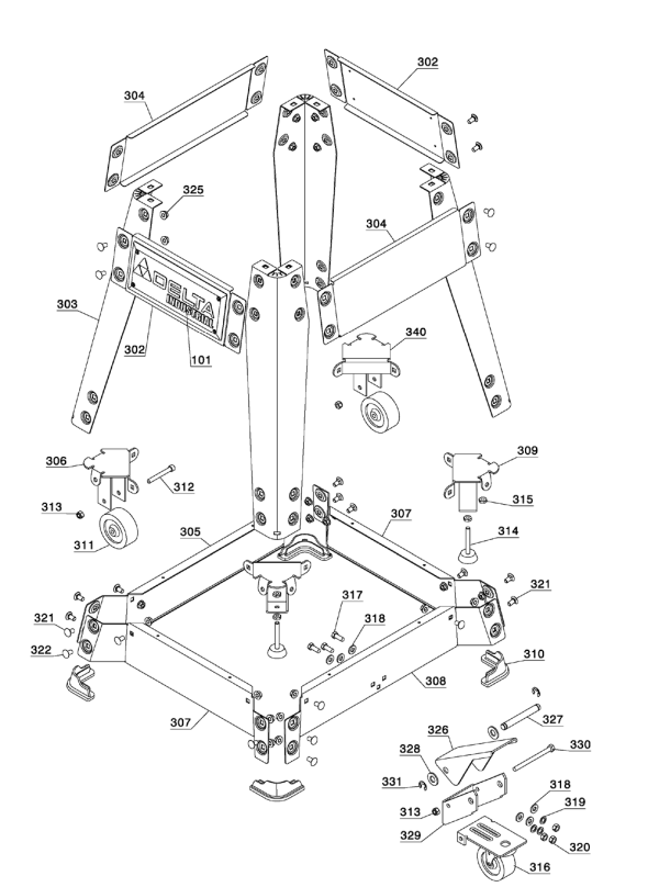 Delta 36-979 Type-1 Diagram and Parts List for 36-979 Type-1 Delta Saw