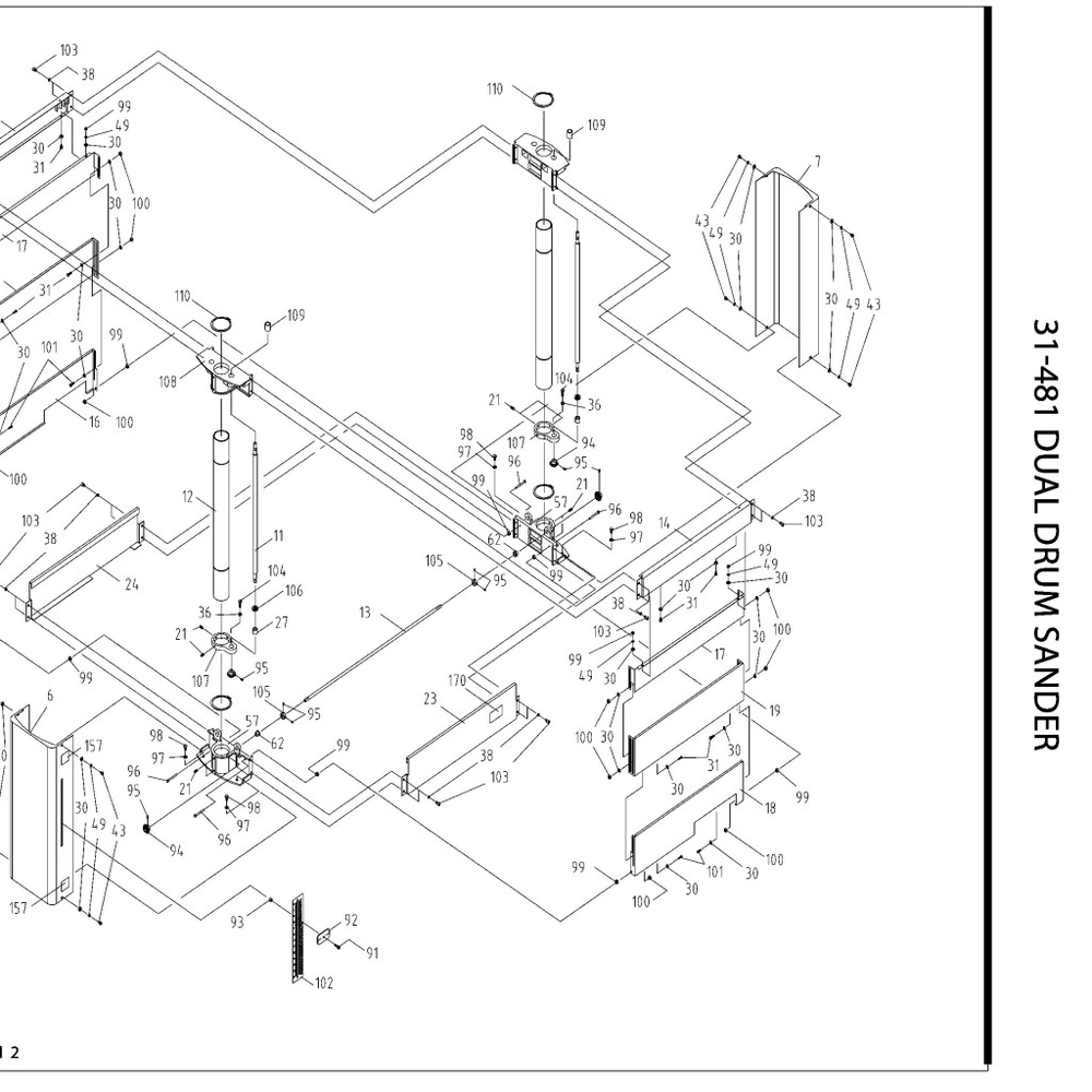 Diagram 1 Diagram and Parts List for 31-481  Delta Belt or Drum Sander