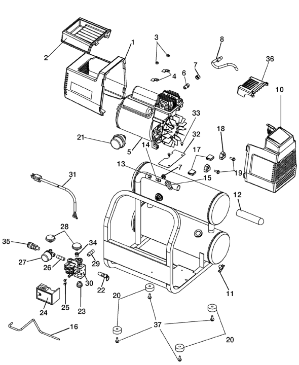 Delta 93-116-Sw Type-0 Diagram and Parts List for 93-116-SW Type-0 Delta Compressor