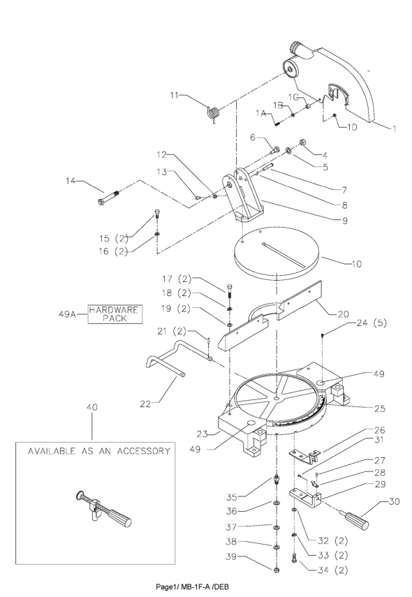 Delta Ms210 Diagram and Parts List for MS210  Delta Saw