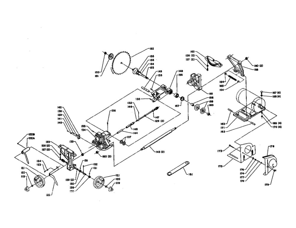 Blade/Front Trunnion/Guard Diagram and Parts List for 34-440 SN88J00001 THRU 90C12579 Delta Table Saw