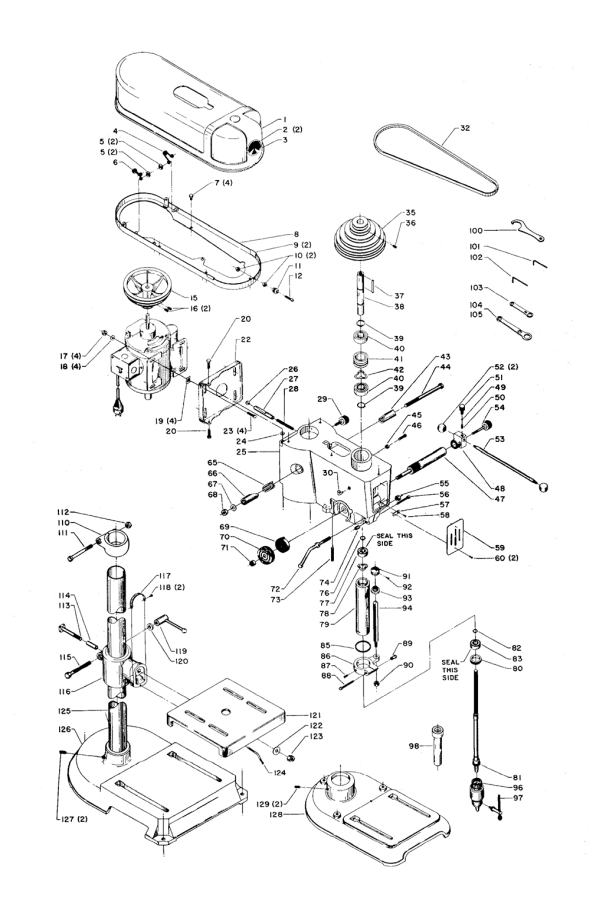 Delta 15-660 Diagram and Parts List for 15-660  Delta Drill Press