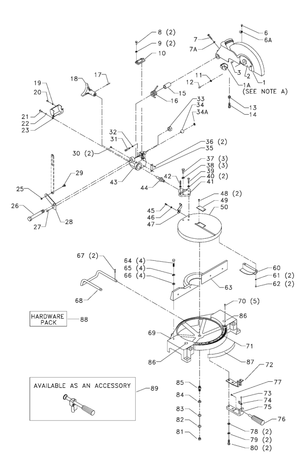 Delta Ms250 Diagram and Parts List for MS250  Delta Saw