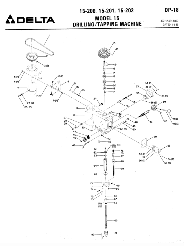 Delta 15-200 Diagram and Parts List for 15-200  Delta Drill Press