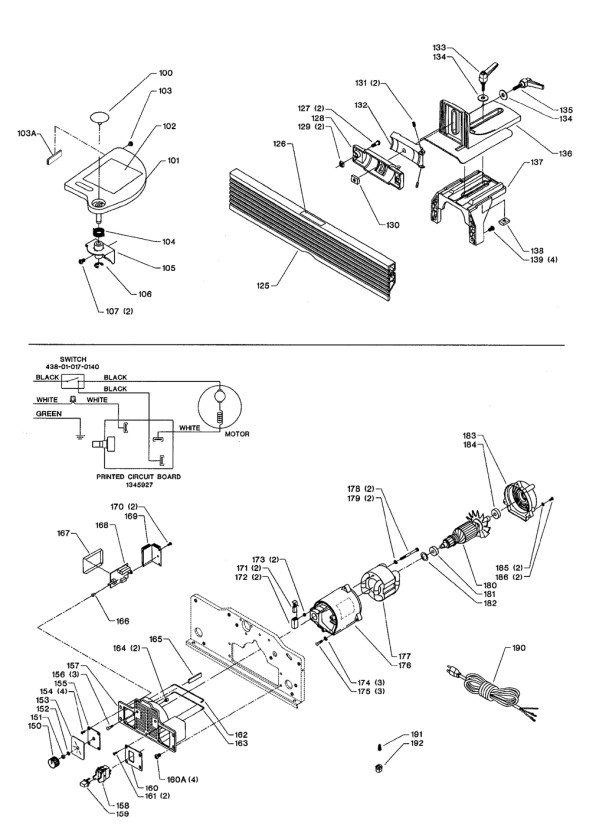 Delta 37-070 Diagram and Parts List for 37-070  Delta Planer Jointer