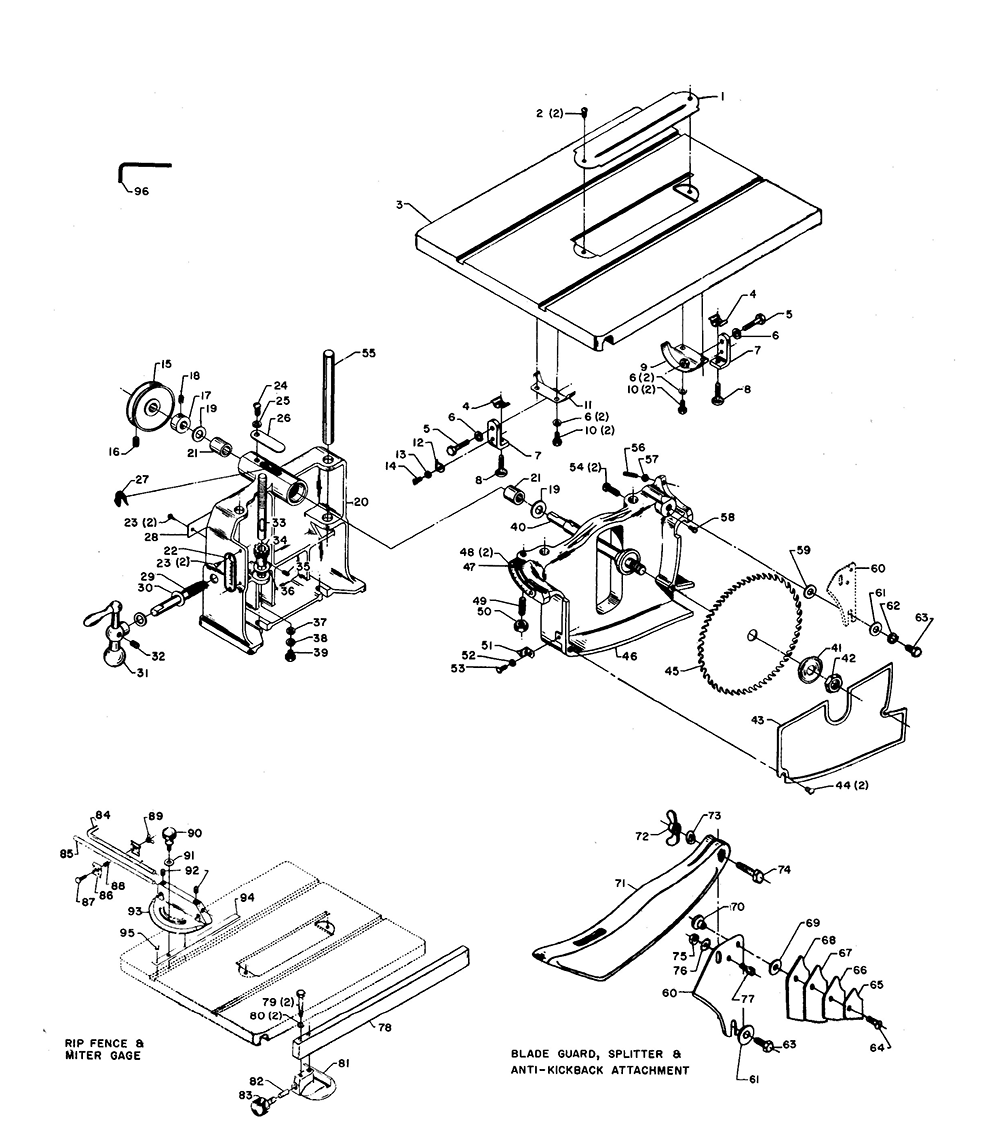 Diagram Diagram and Parts List for PM-1692  Delta Saw