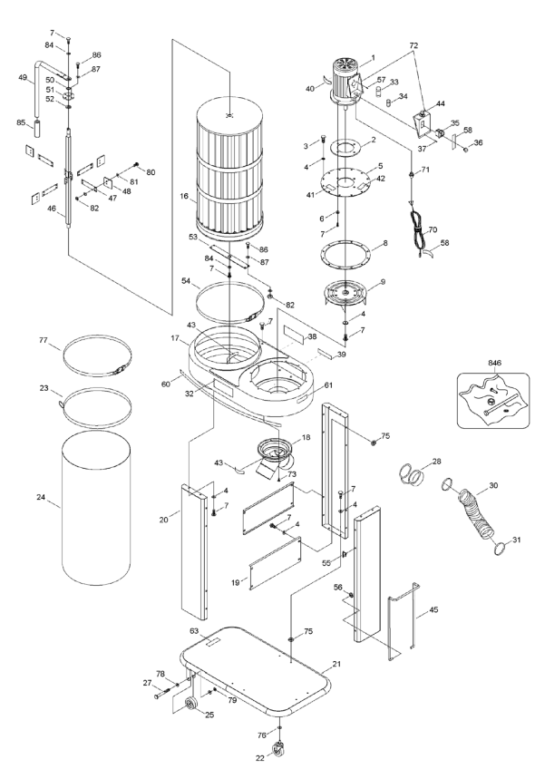 Delta 50-788 Type-1 Diagram and Parts List for 50-788 Type-1 Delta Dust Collector