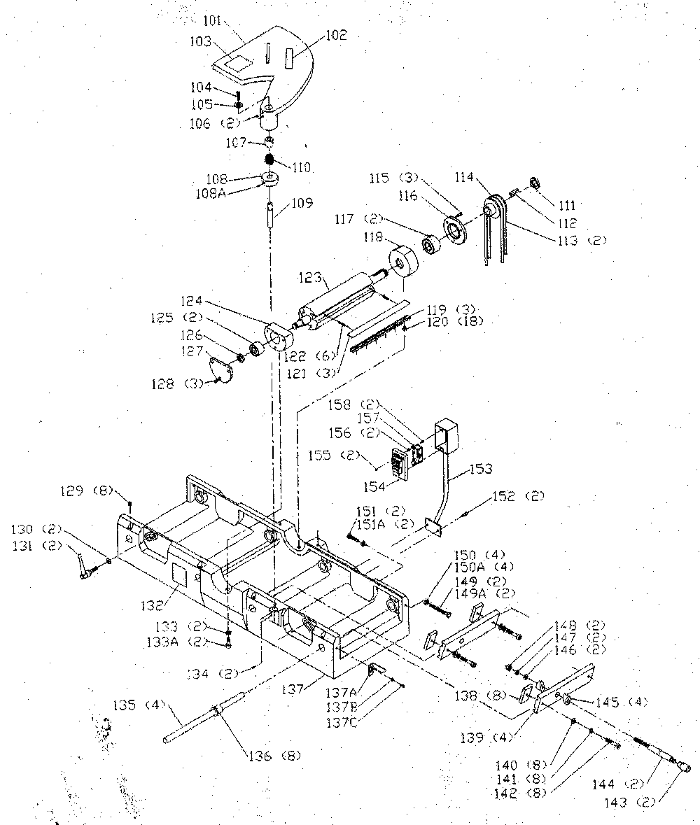 Exploded Diagram B Diagram and Parts List for 37-362C Type 1 Delta Planer Jointer