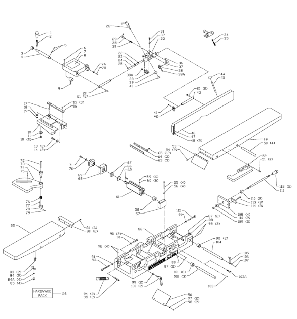 Delta 37-365x Type-1 Diagram and Parts List for 37-365X Type-1 Delta Planer Jointer
