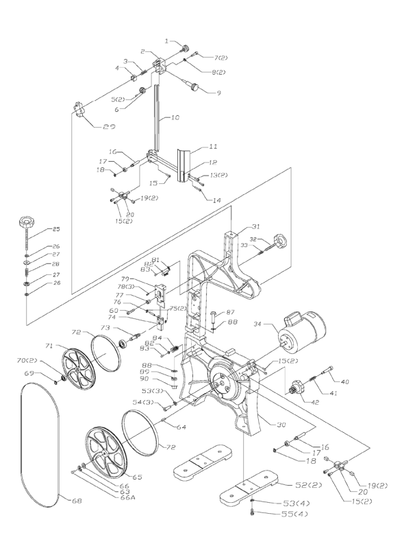 Delta Bs150ls Diagram and Parts List for BS150LS  Delta Saw