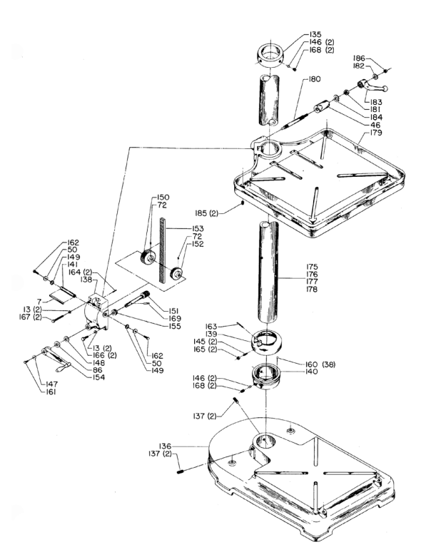 Delta 20-531-Bdk Type-1 Diagram and Parts List for 20-531-BDK Type-1 Delta Drill Press
