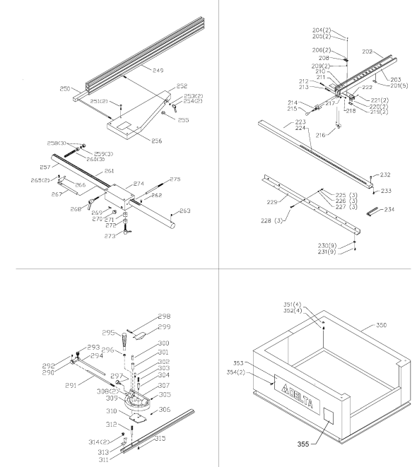 Delta 36-Rt40 Type-1 Diagram and Parts List for 36-RT40 Type-1 Delta Saw
