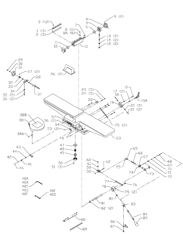 Delta 52-858 Diagram and Parts List for 52-858  Delta Planer Jointer