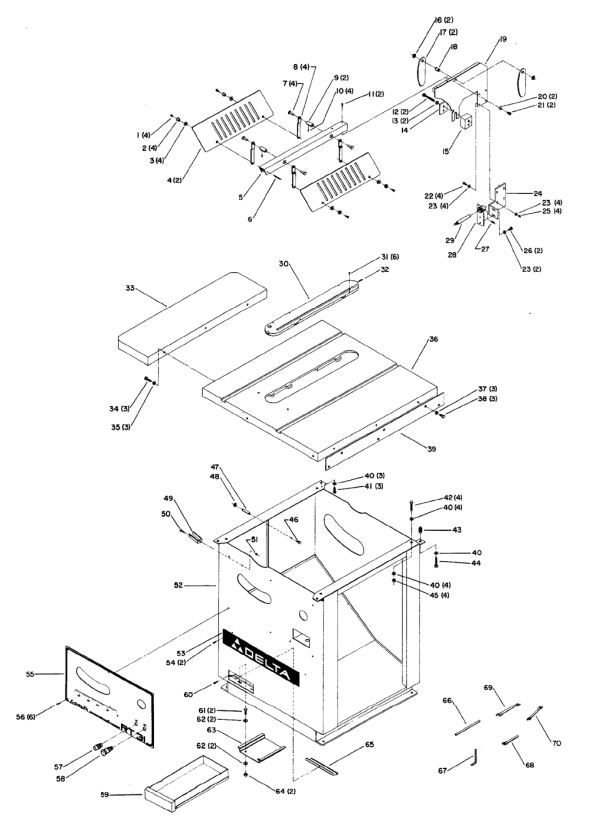 Delta 34-889 Diagram and Parts List for 34-889  Delta Saw