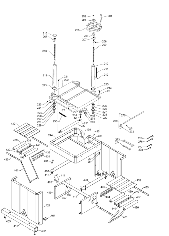 Delta 22-790x Type-1 Diagram and Parts List for 22-790X Type-1 Delta Planer Jointer