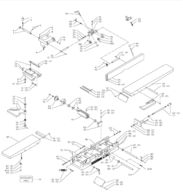 Delta 37-350a Type-1 Diagram and Parts List for 37-350A Type-1 Delta Planer Jointer