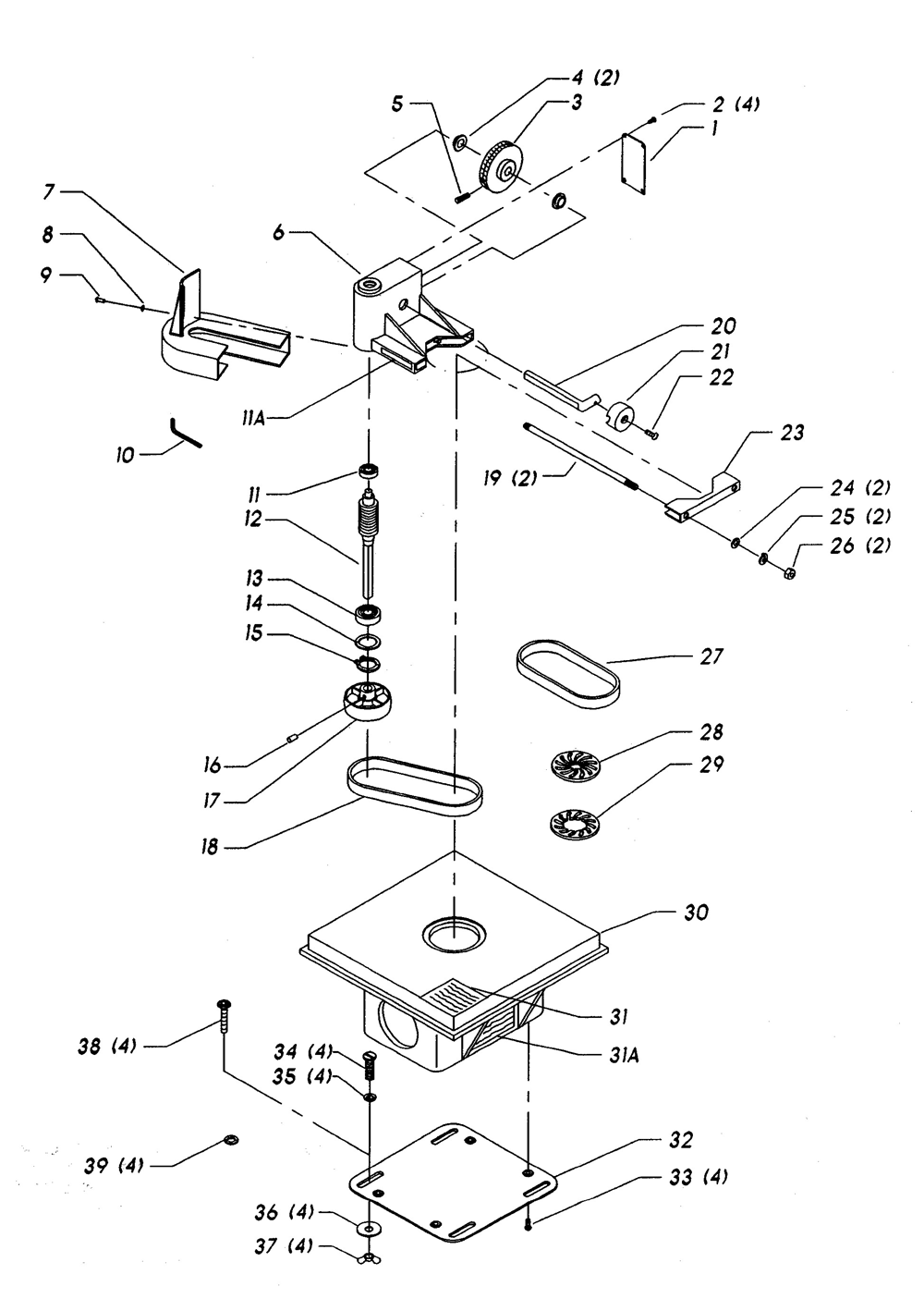 Fig-0 Diagram and Parts List for 17-960 Type-1 Delta Drill Press