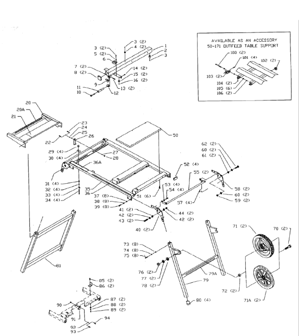 Delta 50-170 Diagram and Parts List for 50-170  Delta Saw