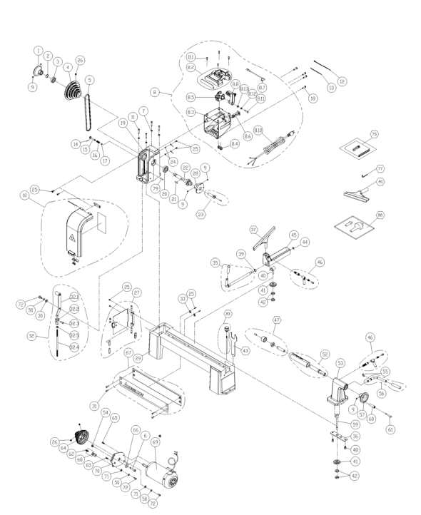 Delta 46-455 Type-2 Diagram and Parts List for 46-455 Type-2 Delta Lathe