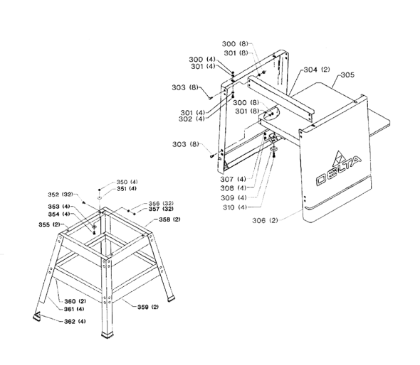 Delta 36-670 Type-2 Diagram and Parts List for 36-670 Type-2 Delta Saw