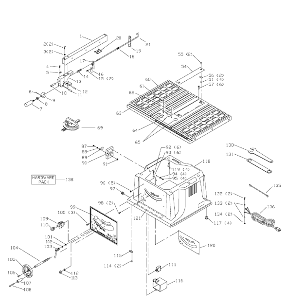 Delta Ts200 Diagram and Parts List for TS200  Delta Saw