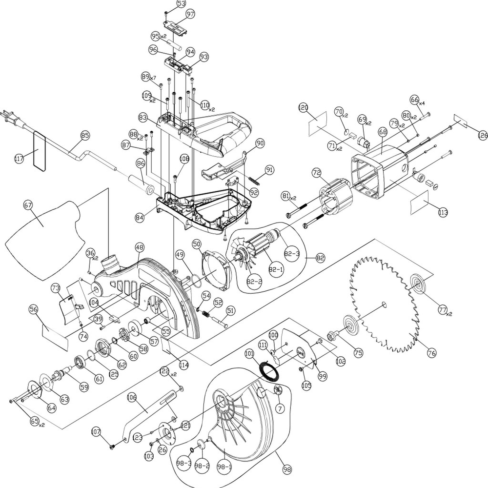 Diagram 3 Diagram and Parts List for H26-260L  Delta Miter Saw
