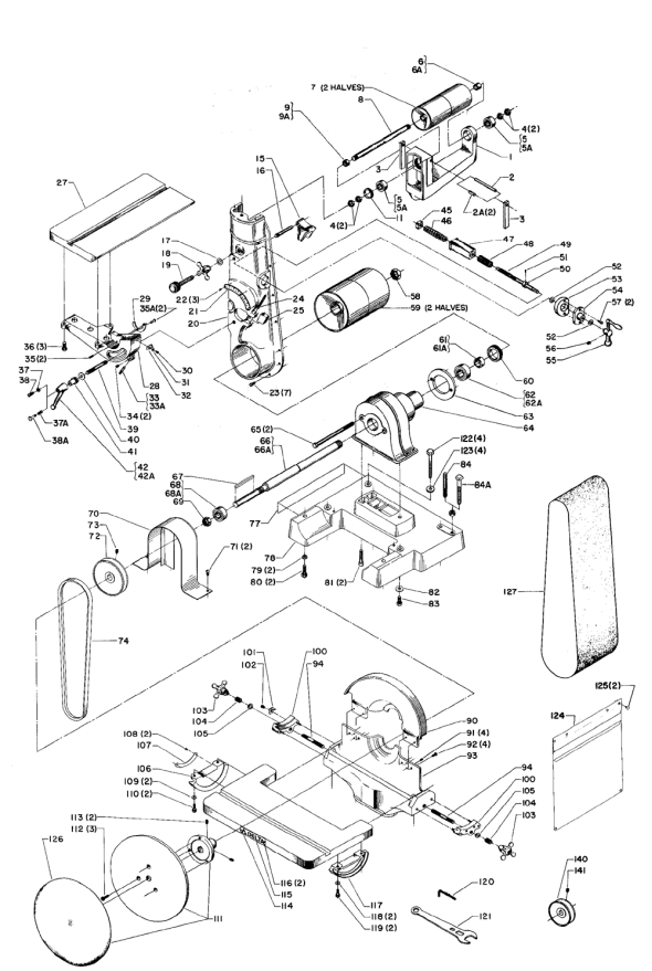 Delta 31-710 Diagram and Parts List for 31-710  Delta Sander Grinder