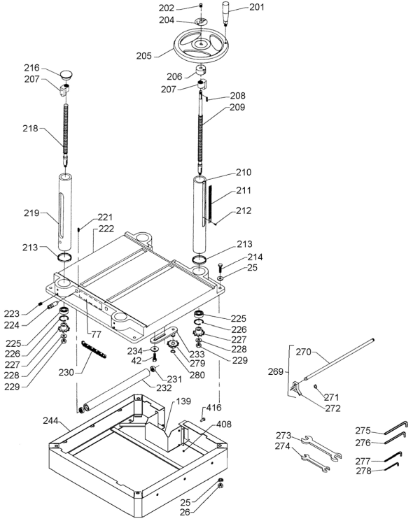 Delta 22-795x Type-1 Diagram and Parts List for 22-795X Type-1 Delta Planer Jointer