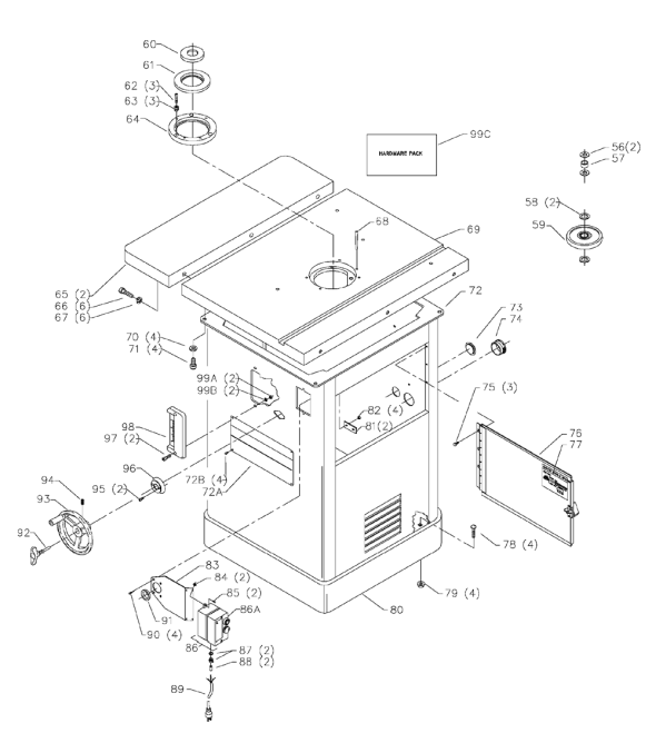 Delta 43-423 Diagram and Parts List for 43-423  Delta Shaper
