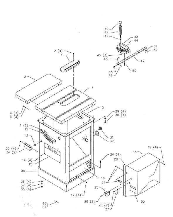 Delta 36-810 Diagram and Parts List for 36-810  Delta Saw