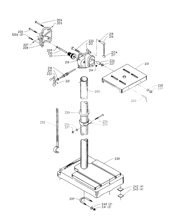 Delta 17-537 Diagram and Parts List for 17-537  Delta Drill Press