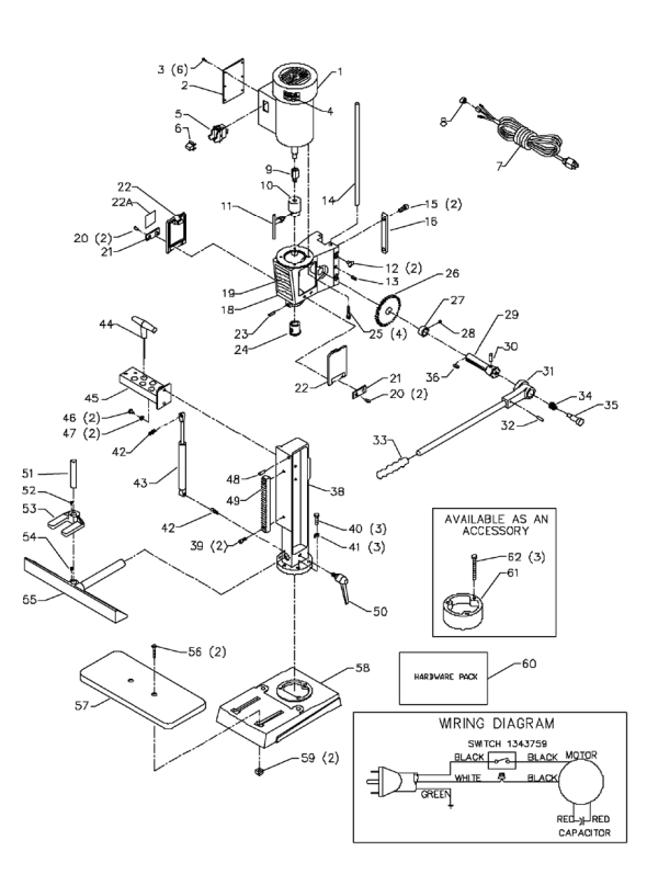 Delta Mm300 Diagram and Parts List for MM300  Delta Mortiser