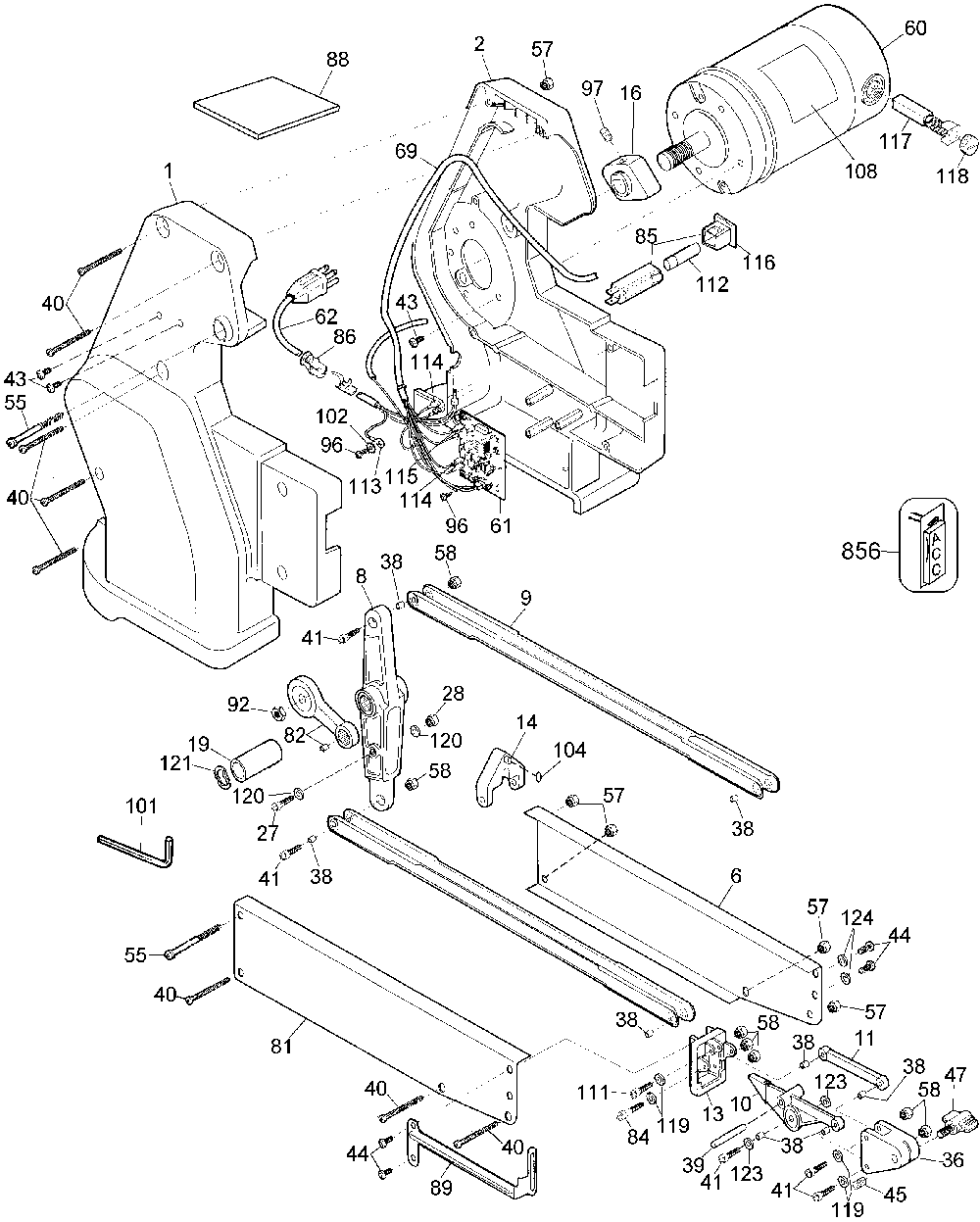 Exploded Diagram A Diagram and Parts List for DW788BL Type 1 Delta Scroll Saw