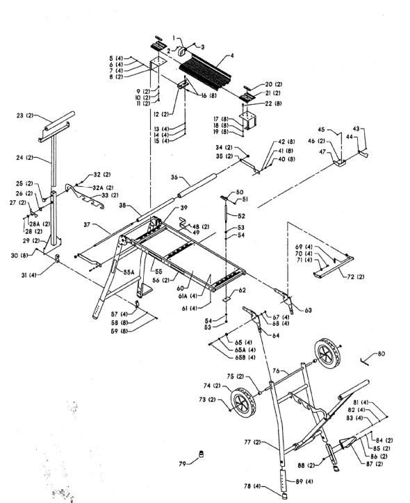 Delta 50-155 Diagram and Parts List for 50-155  Delta Tool Stand & Cart