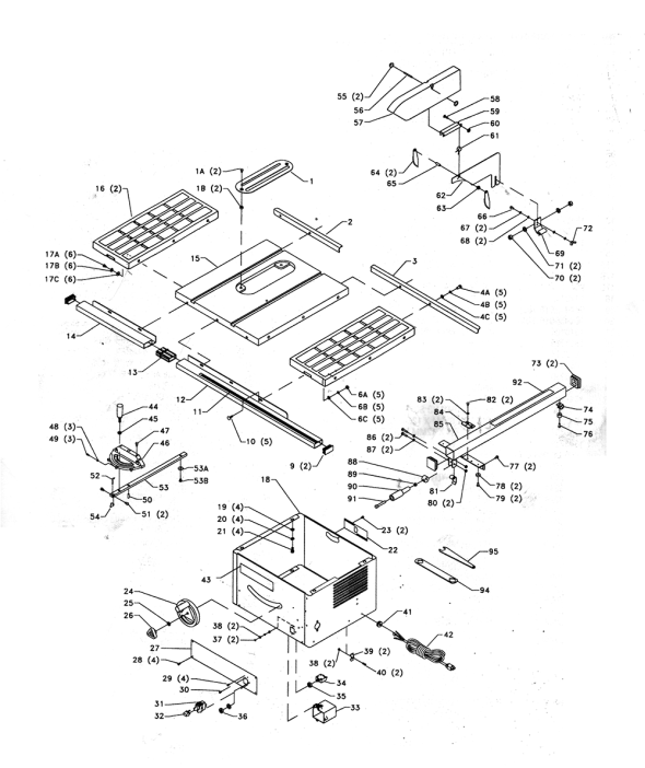 Delta 36-325c Diagram and Parts List for 36-325C  Delta Saw