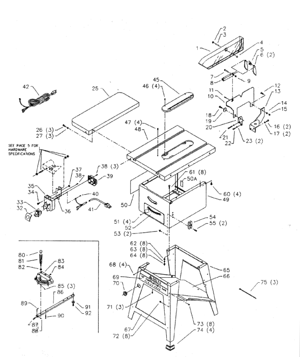 Delta 36-474 Diagram and Parts List for 36-474  Delta Saw