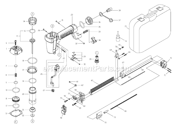 Page A Diagram and Parts List for DBS125 Type 1 Delta Nailer