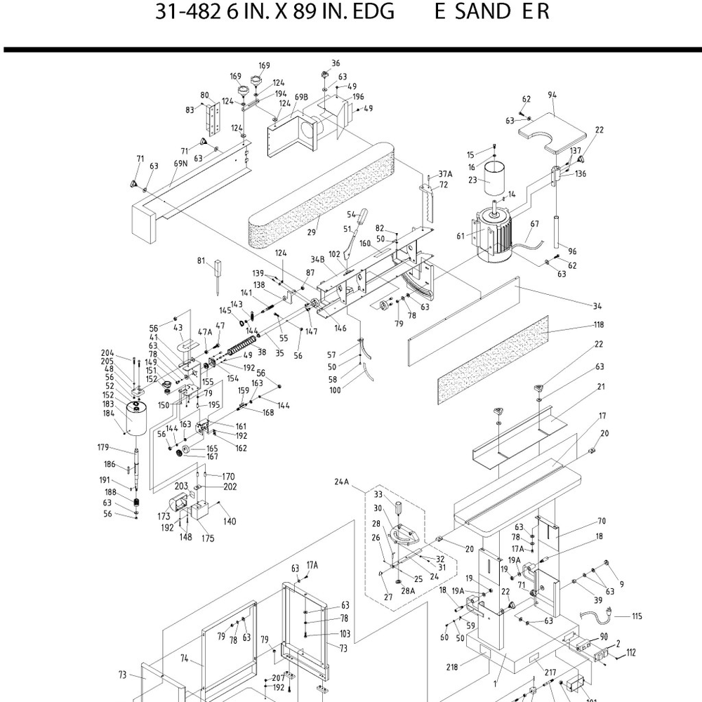 Diagram Diagram and Parts List for 31-482  Delta Sander Grinder