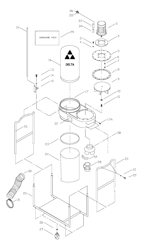 Delta 50-760 Type-2 Diagram and Parts List for 50-760 Type-2 Delta Dust Collector