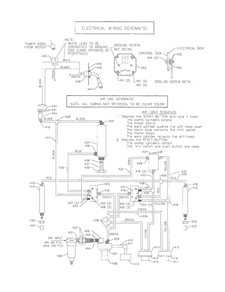 Wiring Schematic Diagram and Parts List for 32-326  Delta Boring Machine