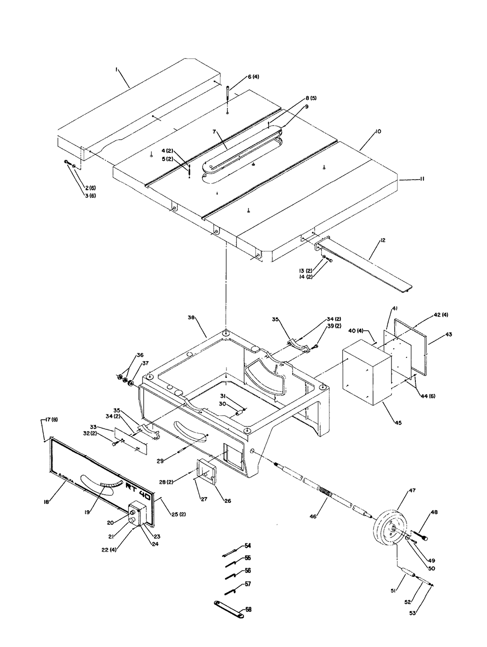Diagram 4 Diagram and Parts List for RT-40  Delta Saw