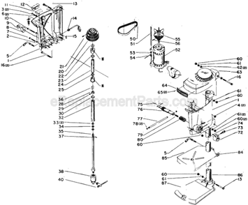 Page A Diagram and Parts List for 11-020 Type 1 Delta Drill Press