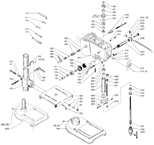 Page B Diagram and Parts List for 15-152 Type 1 Delta Drill Press