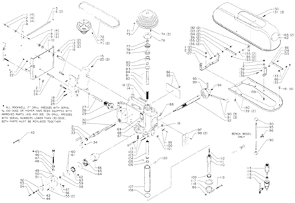 Page A Diagram and Parts List for 17-608 Type 1 Delta Drill Press