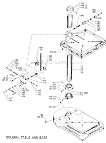 Page B Diagram and Parts List for 20-438 Type 1 Delta Drill Press