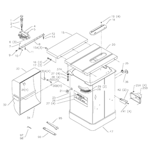 Delta 36-845 Diagram and Parts List for 36-845  Delta Saw