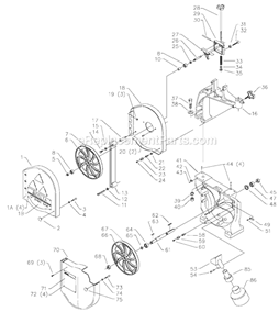 Page A Diagram and Parts List for 28-263 Type 1 Delta Band Saw
